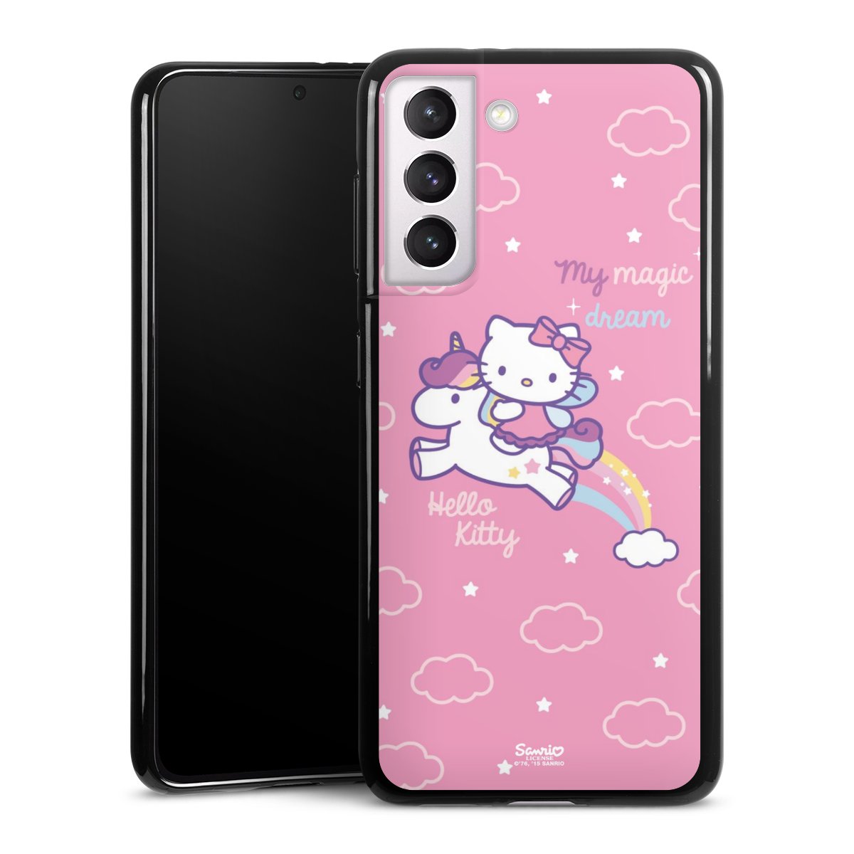 Galaxy S21 5G Handy Silikon Hülle Case schwarz Handyhülle Einhorn Official Licensed Product Hello Kitty