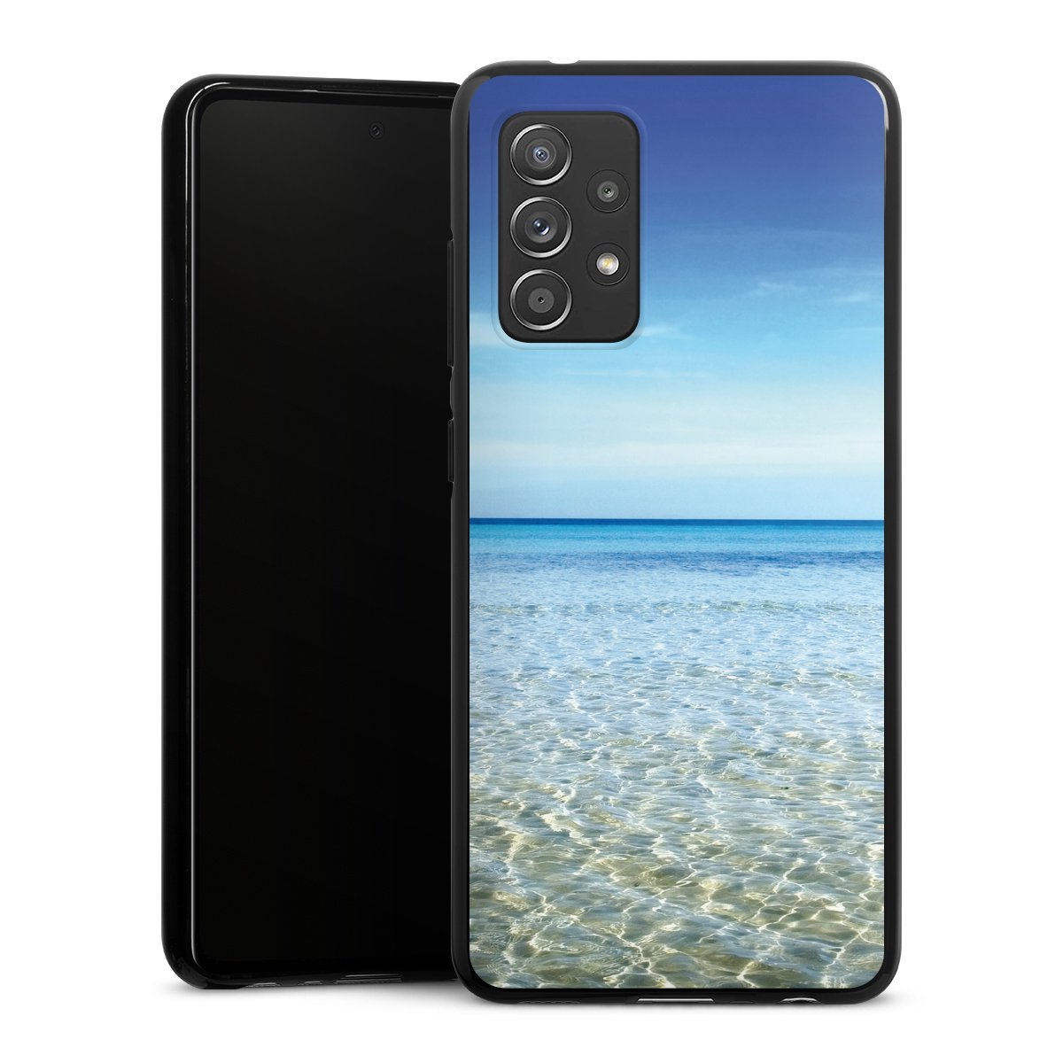 Galaxy A52 Handy Silikon Hülle Case schwarz Handyhülle Urlaub Sky Ocean