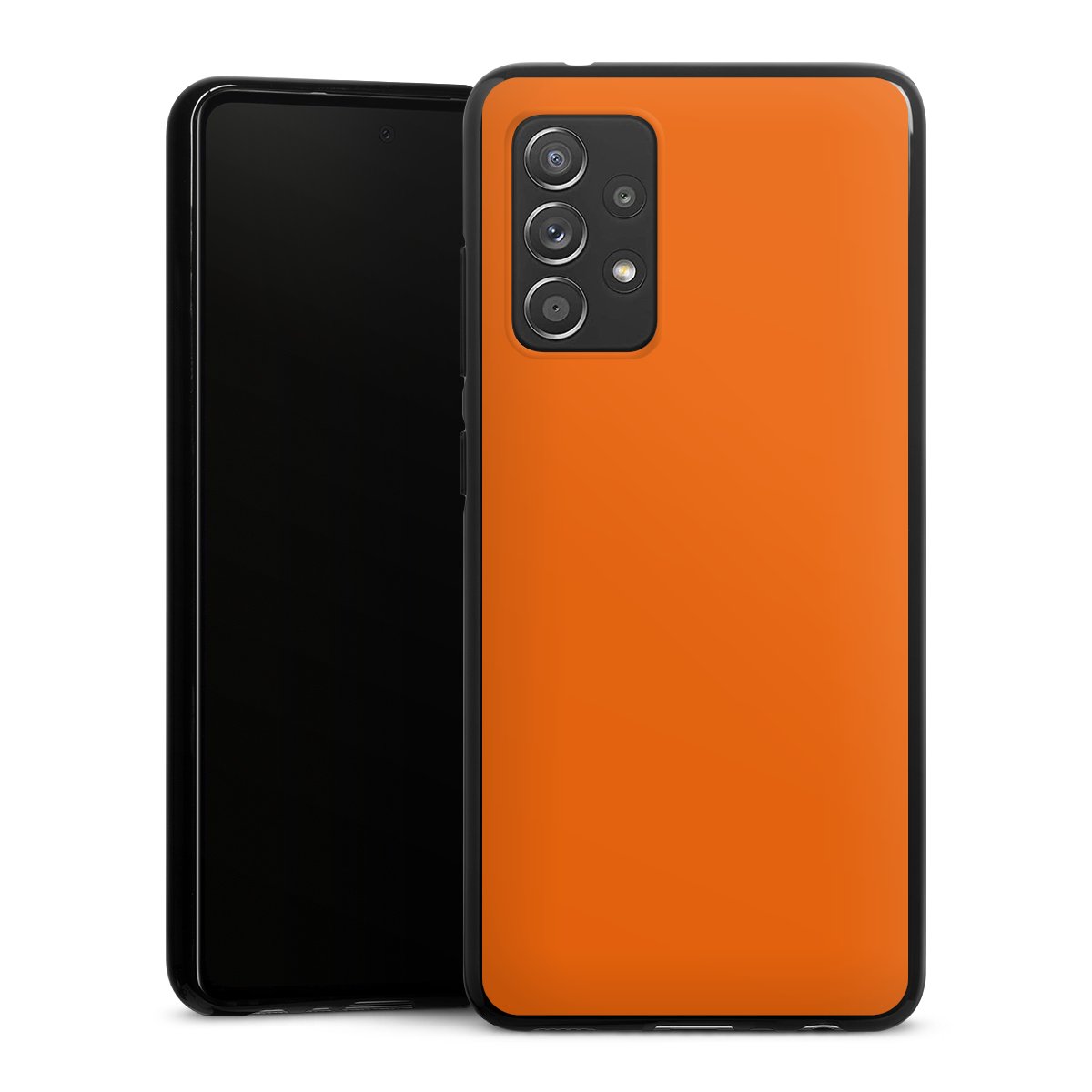 Galaxy A52 Handy Silikon Hülle Case schwarz Handyhülle Orange Colour Unicoloured