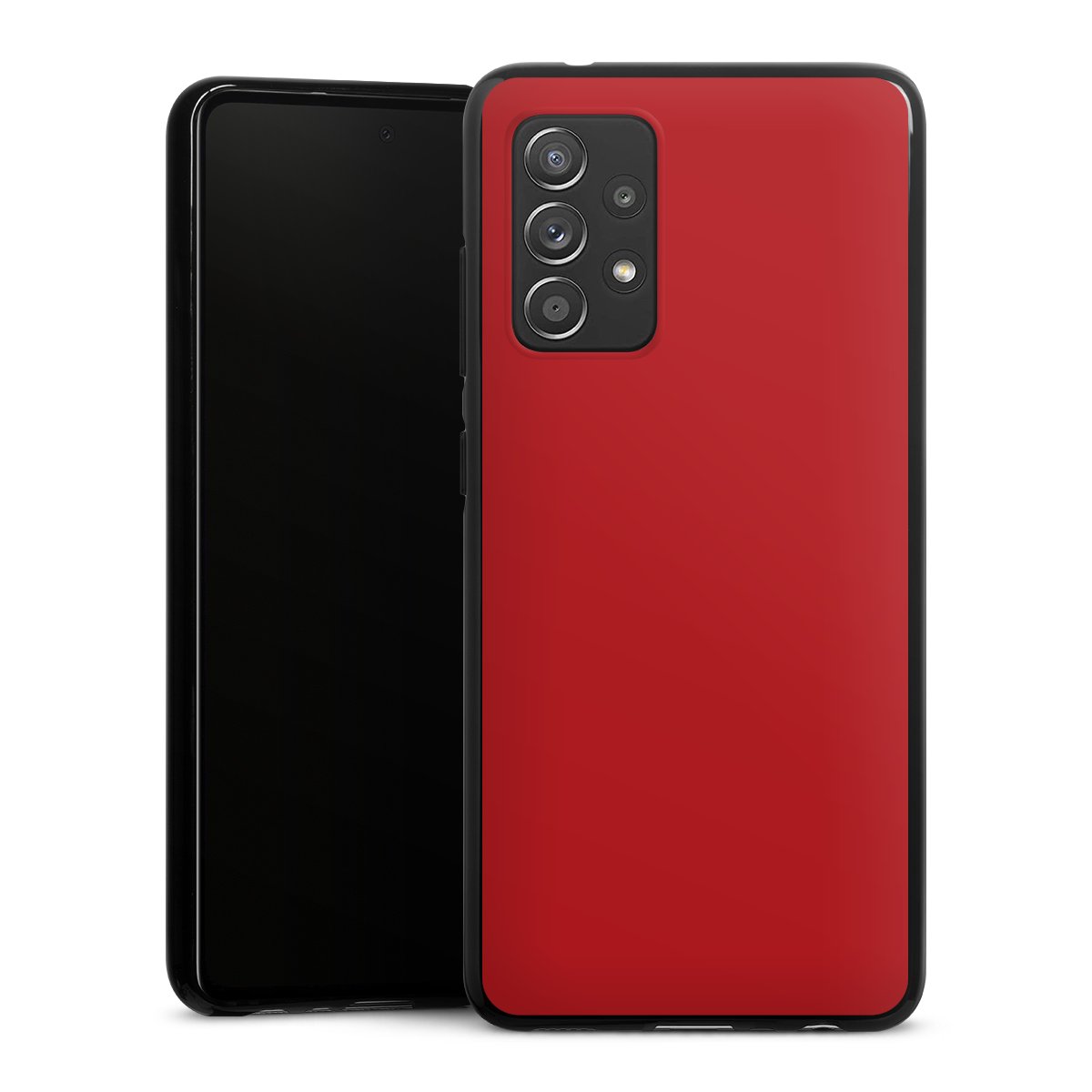 Galaxy A52 Handy Silikon Hülle Case schwarz Handyhülle Colour Unicoloured Red