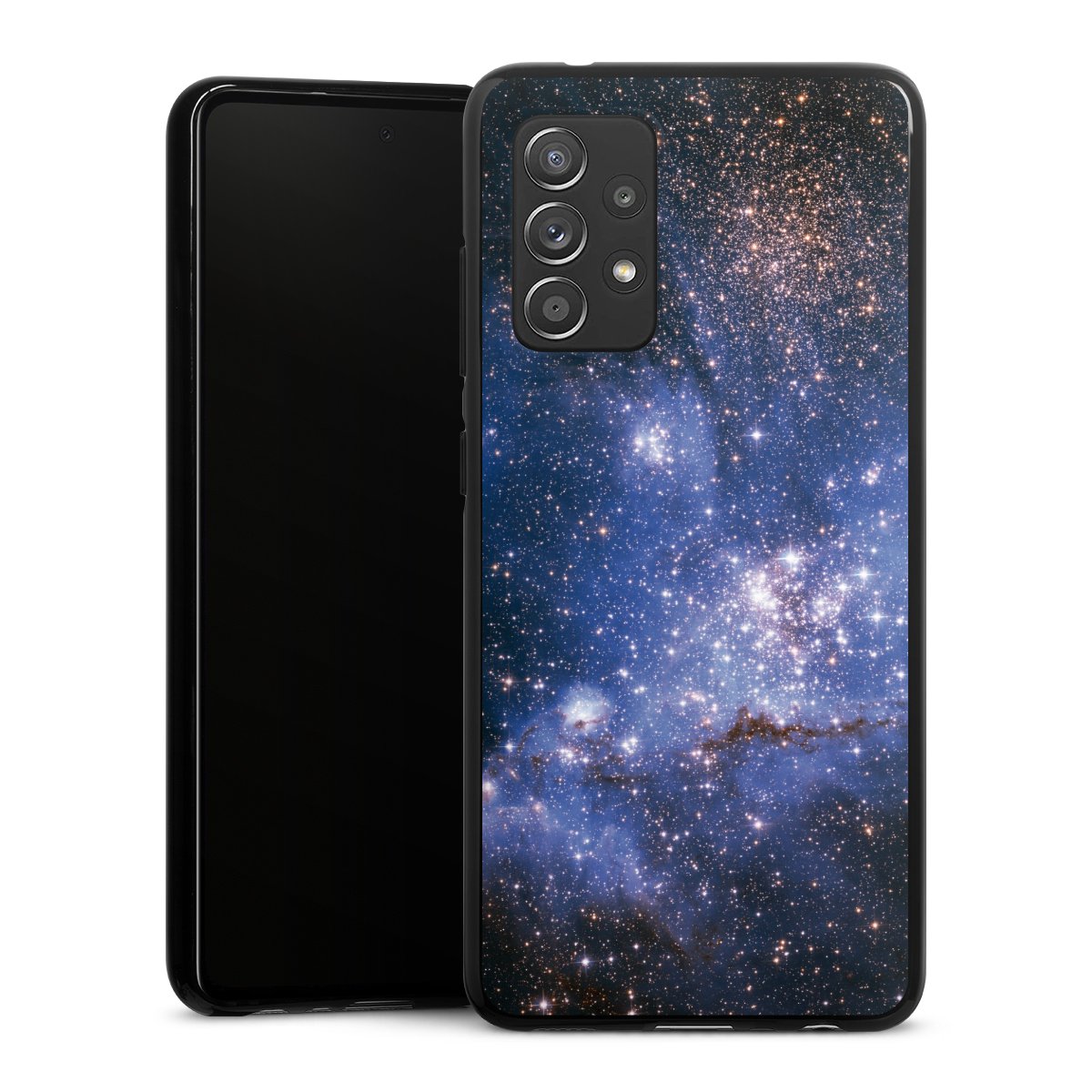 Galaxy A52 Handy Silikon Hülle Case schwarz Handyhülle Weltall Galaxy Weltraum