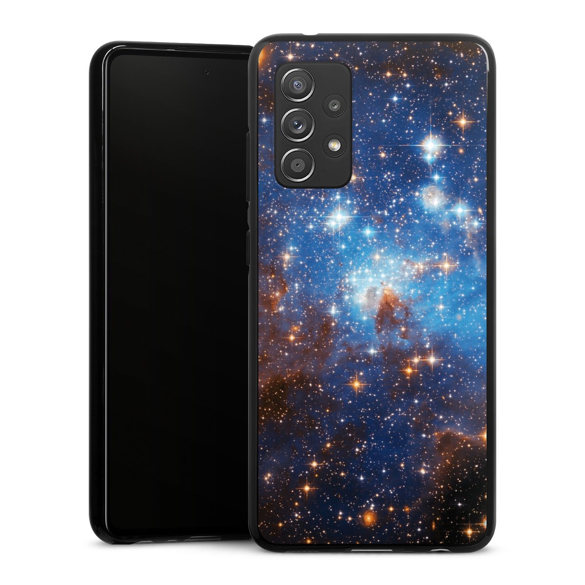 Galaxy A52 Handy Silikon Hülle Case schwarz Handyhülle Star Weltall Galaxy