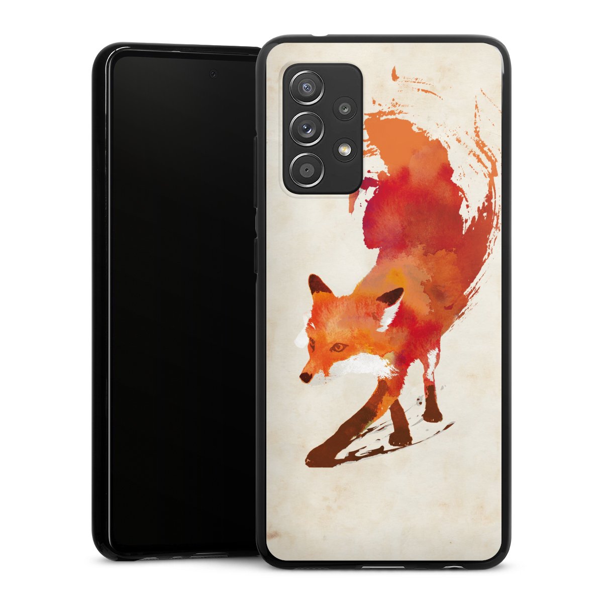 Galaxy A52 Handy Silikon Hülle Case schwarz Handyhülle Fox Graphic