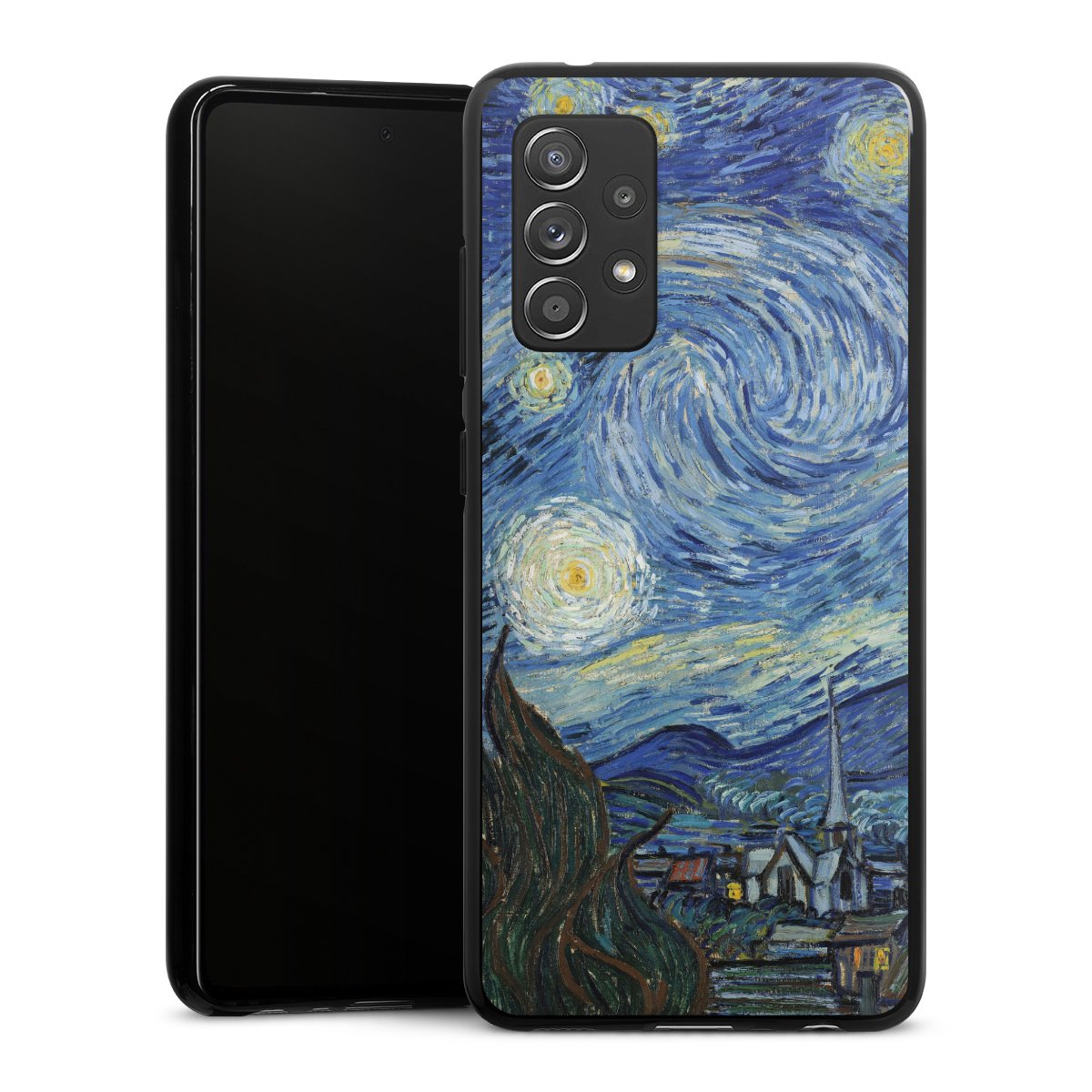 Galaxy A52 Handy Silikon Hülle Case schwarz Handyhülle The Starry Night Kunst Vincent Van Gogh