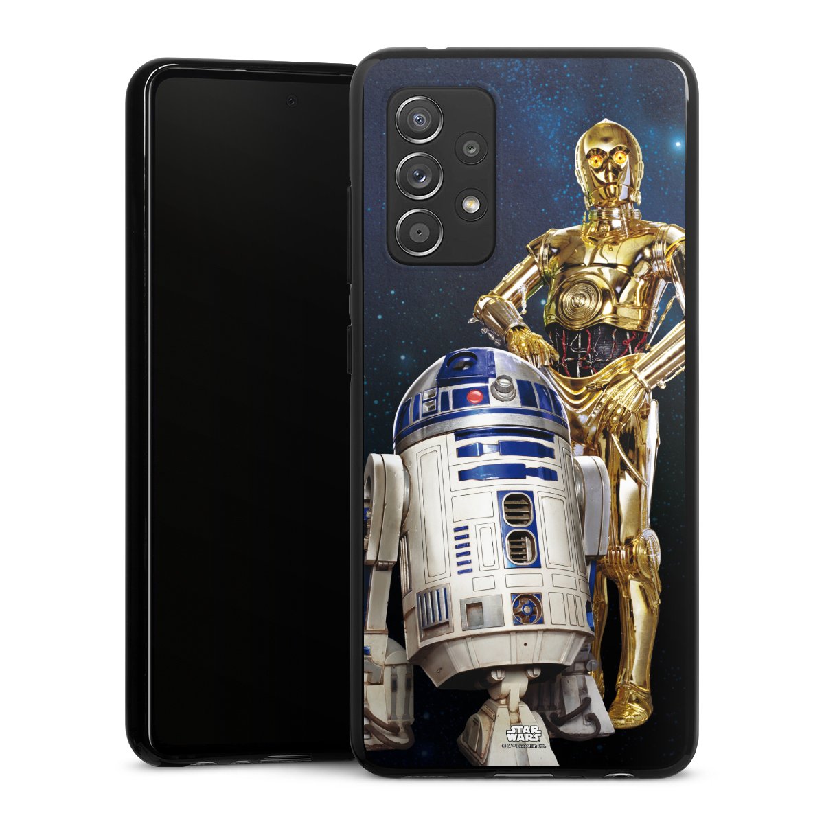 Galaxy A52 Handy Silikon Hülle Case schwarz Handyhülle Weltall Star Wars R2d2