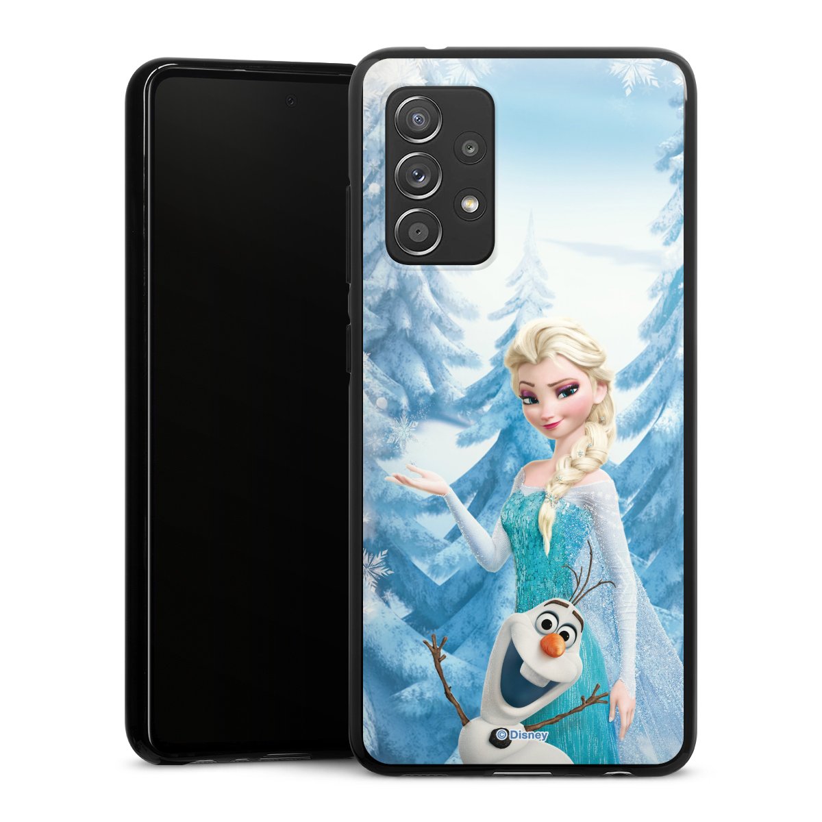 Galaxy A52 Handy Silikon Hülle Case schwarz Handyhülle Official Licensed Product Frozen Elsa Disney