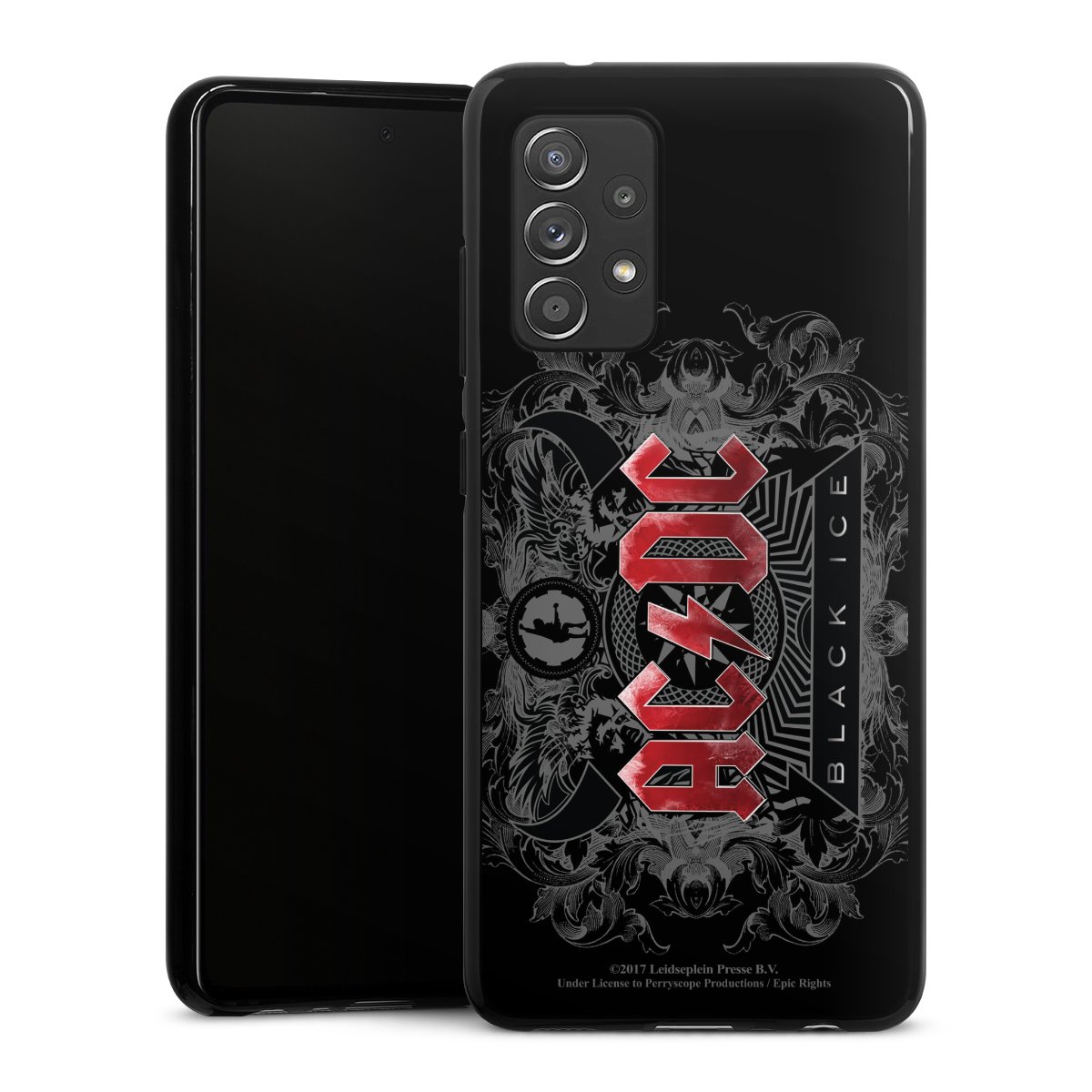 Galaxy A52 Handy Silikon Hülle Case schwarz Handyhülle Merchandise Black Ice Acdc