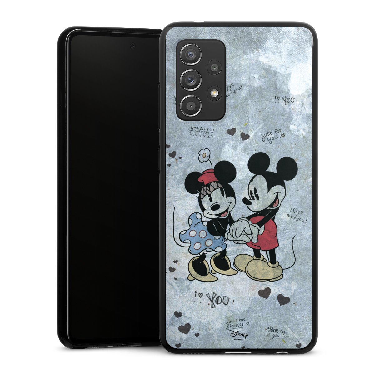 Galaxy A52 Handy Silikon Hülle Case schwarz Handyhülle Mickey & Minnie Mouse Vintage Disney