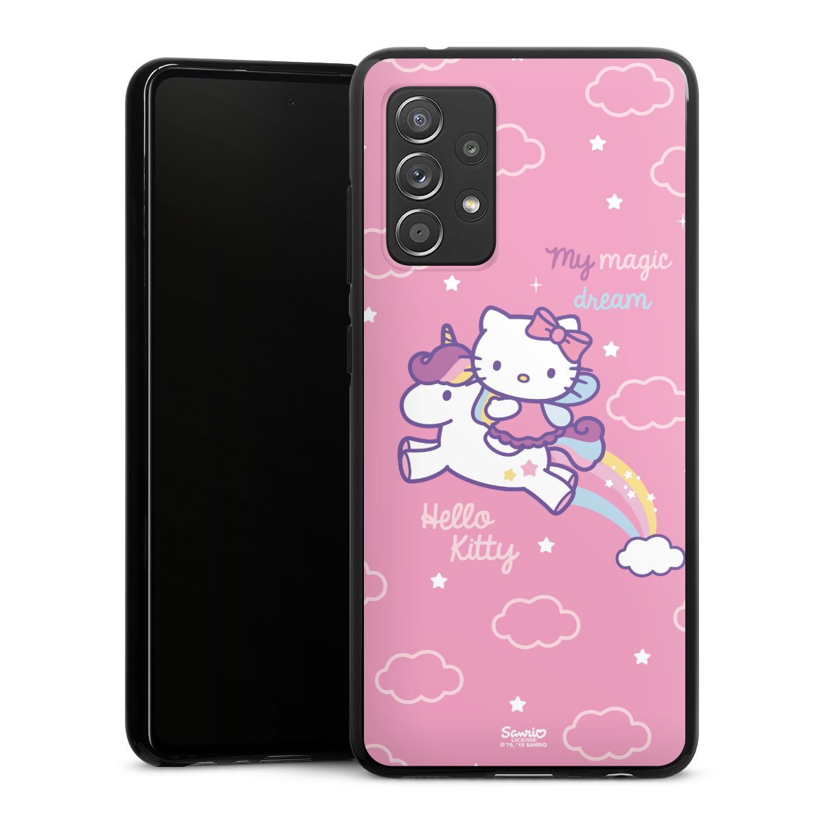 Galaxy A52 Handy Silikon Hülle Case schwarz Handyhülle Einhorn Official Licensed Product Hello Kitty