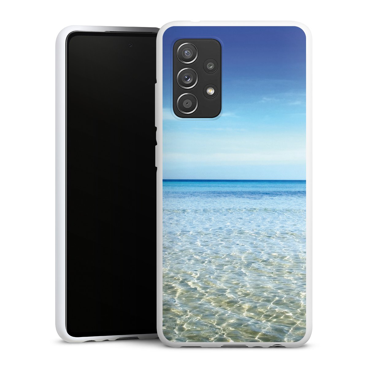 Galaxy A52 5G Handy Silikon Hülle Case weiß Handyhülle Ocean Sky Urlaub Silikon Case