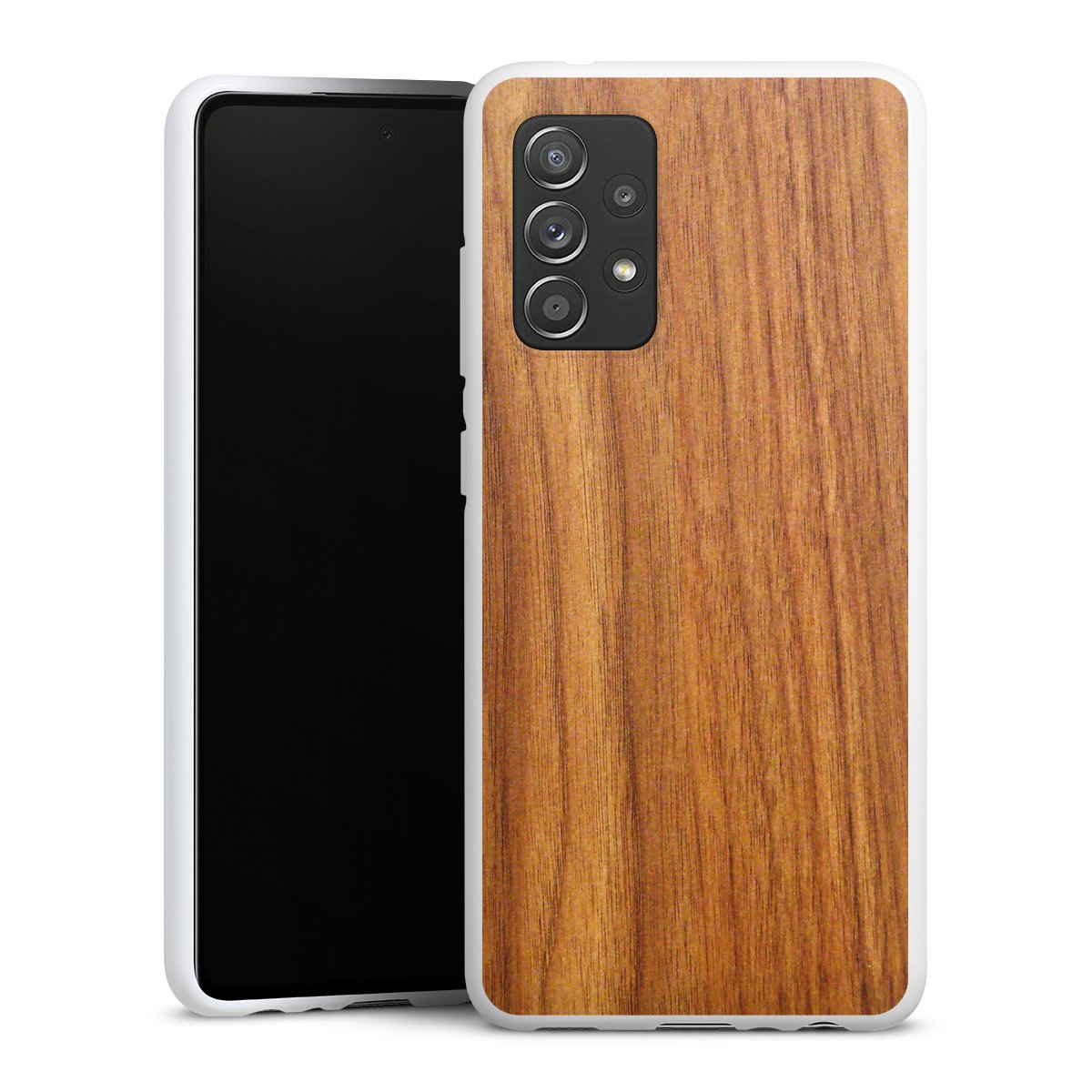 Galaxy A52 5G Handy Silikon Hülle Case weiß Handyhülle Larch Wood Wooden Look Silikon Case