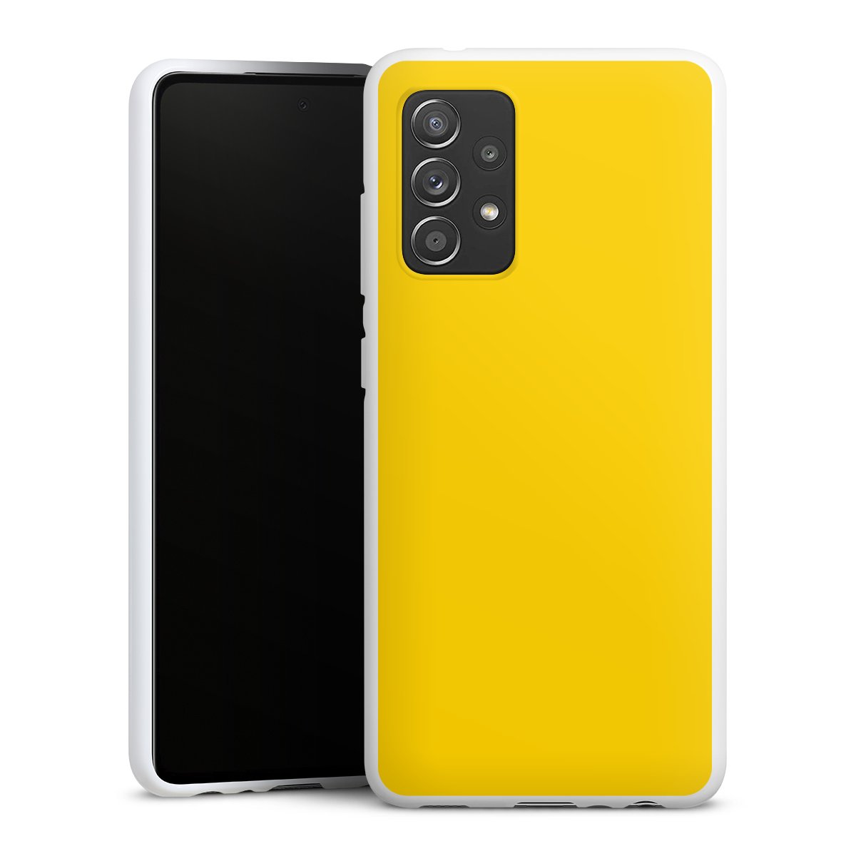 Galaxy A52 5G Handy Silikon Hülle Case weiß Handyhülle Colour Unicoloured Yellow Silikon Case