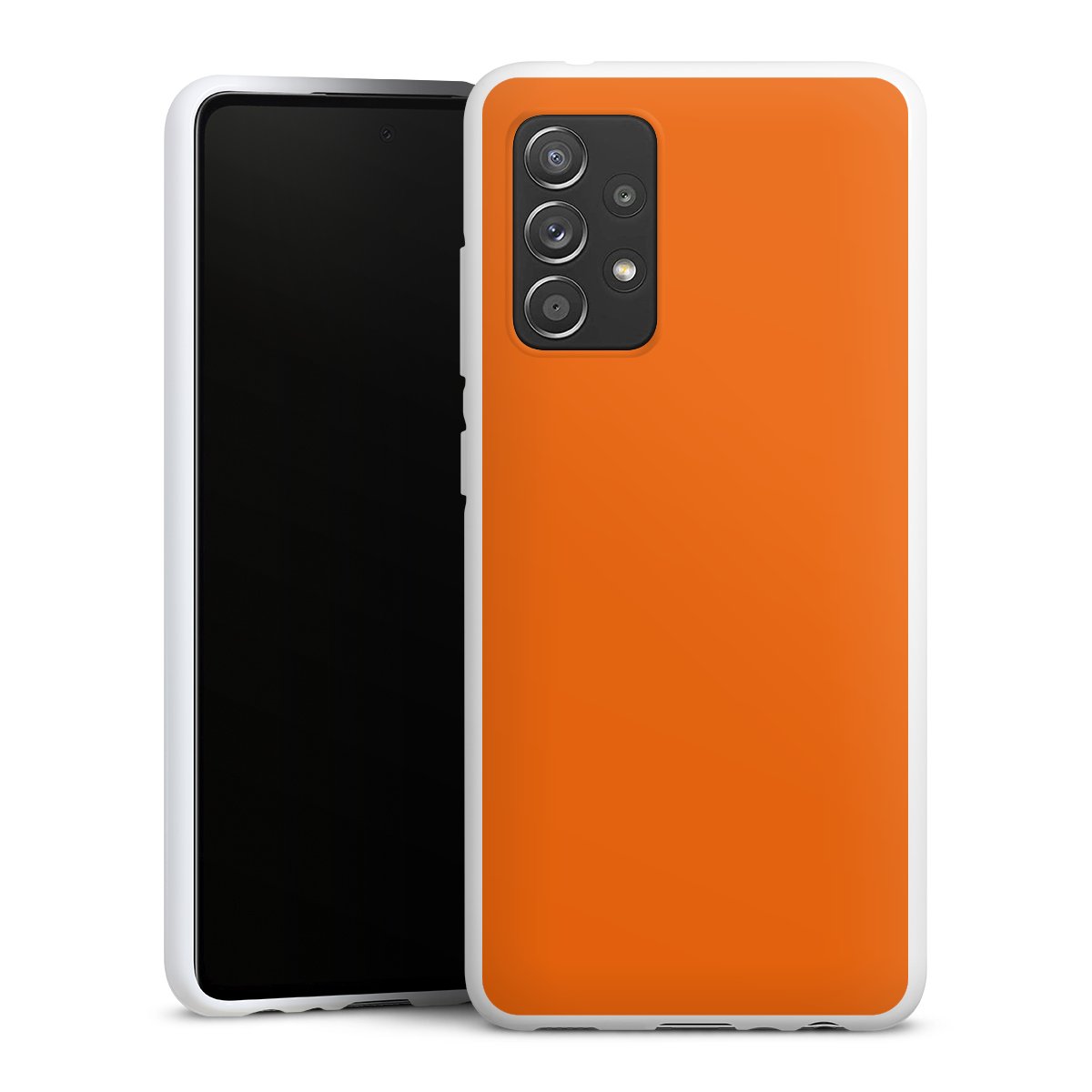 Galaxy A52 5G Handy Silikon Hülle Case weiß Handyhülle Colour Unicoloured Orange Silikon Case