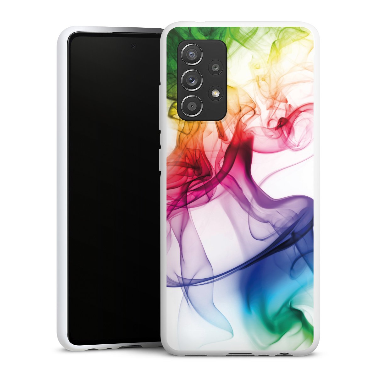 Galaxy A52 5G Handy Silikon Hülle Case weiß Handyhülle Rainbow Water Colour Silikon Case