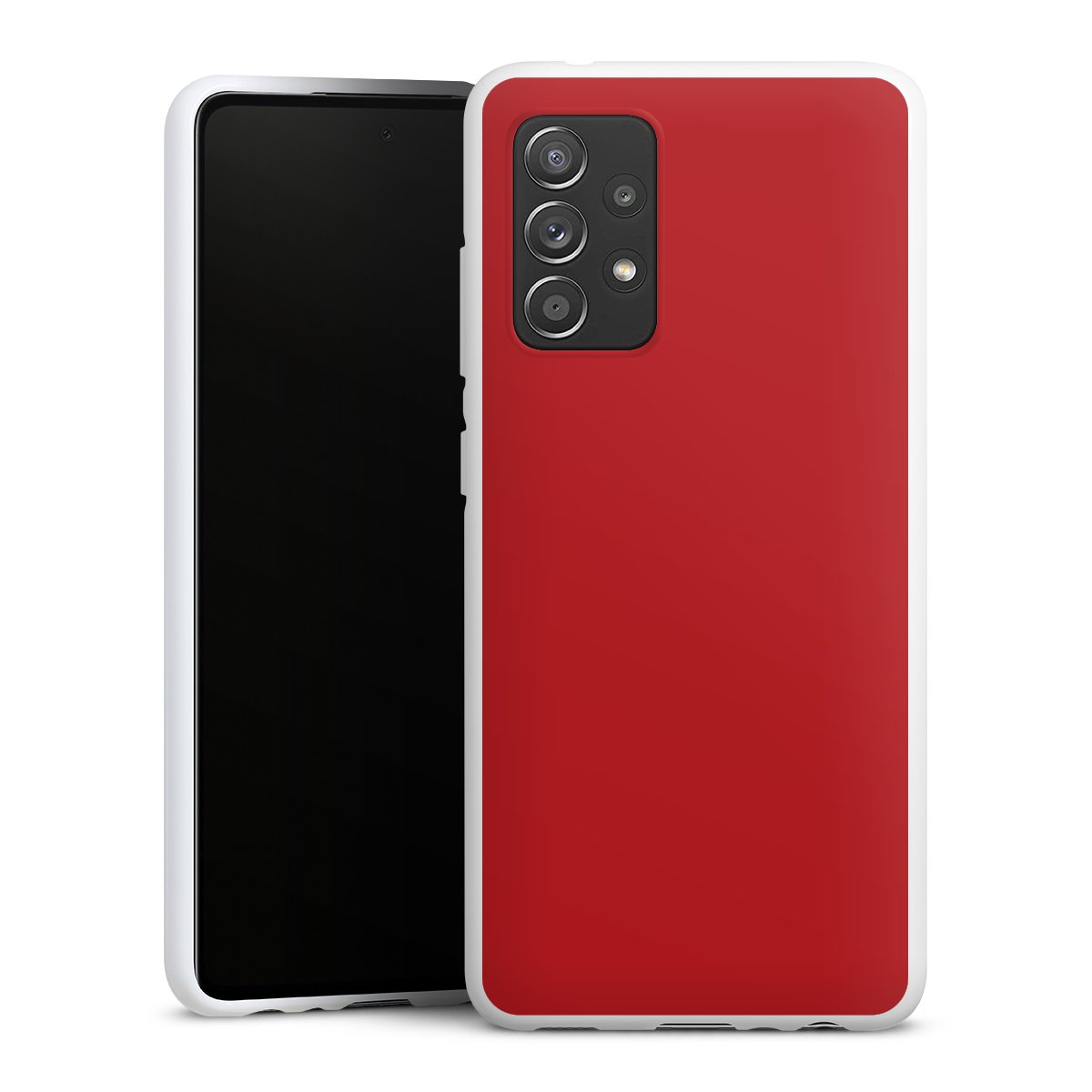 Galaxy A52 5G Handy Silikon Hülle Case weiß Handyhülle Unicoloured Colour Red Silikon Case