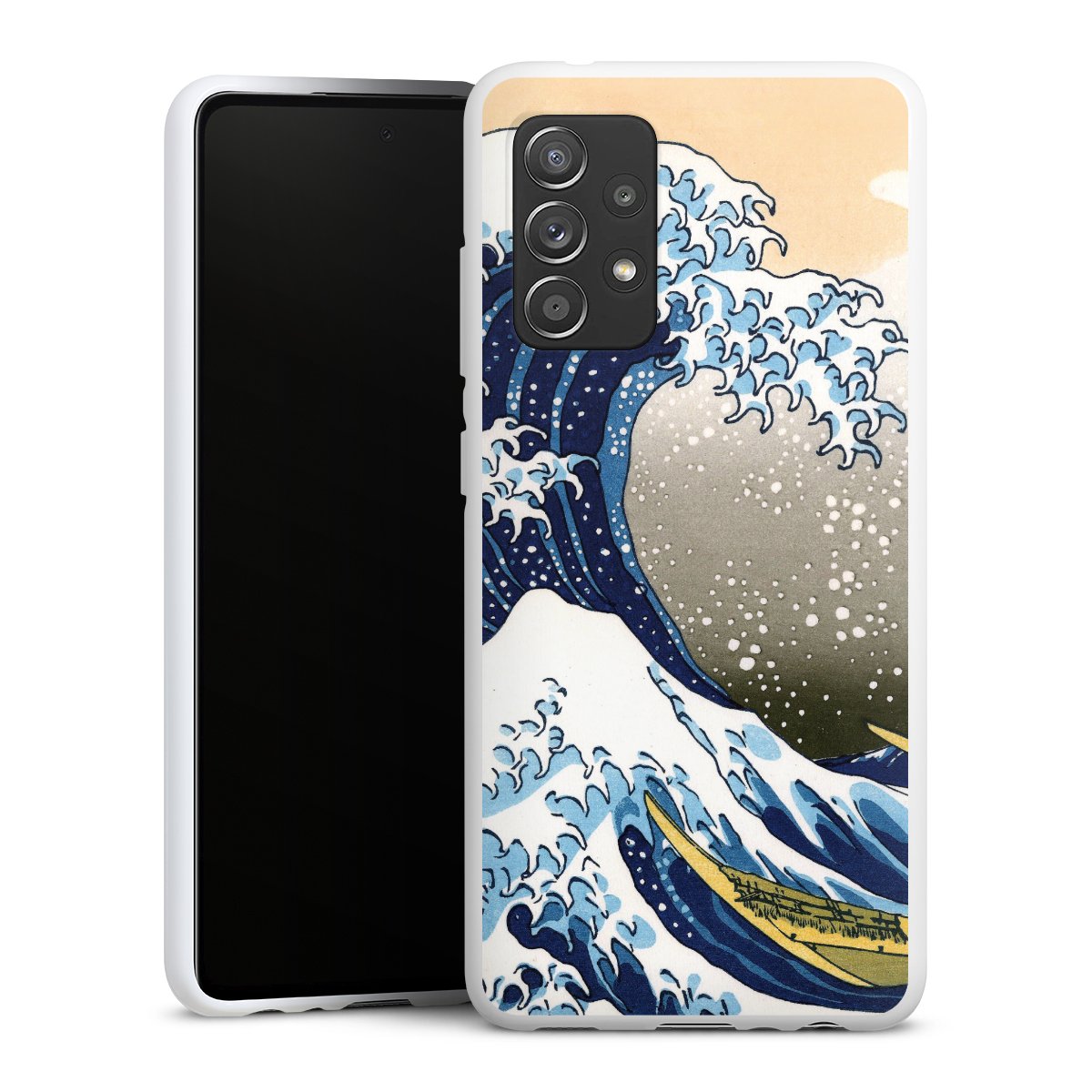 Galaxy A52s 5G Handy Silikon Hülle Case weiß Handyhülle Kunst Katsushika Hokusai Die Große Welle Vor Kanagawa Silikon Case