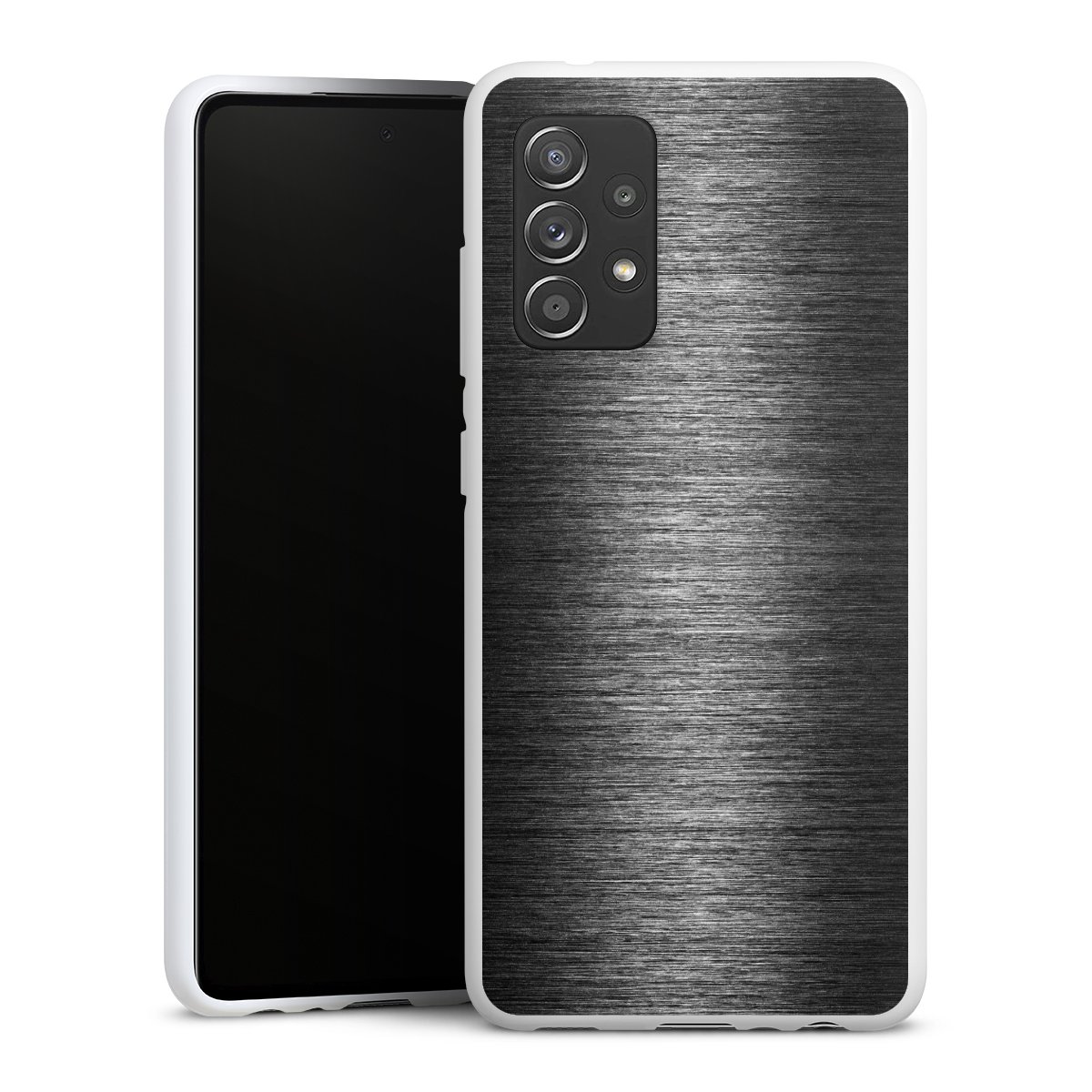 Galaxy A52 5G Handy Silikon Hülle Case weiß Handyhülle Anthracite Metallic Look Metal Silikon Case