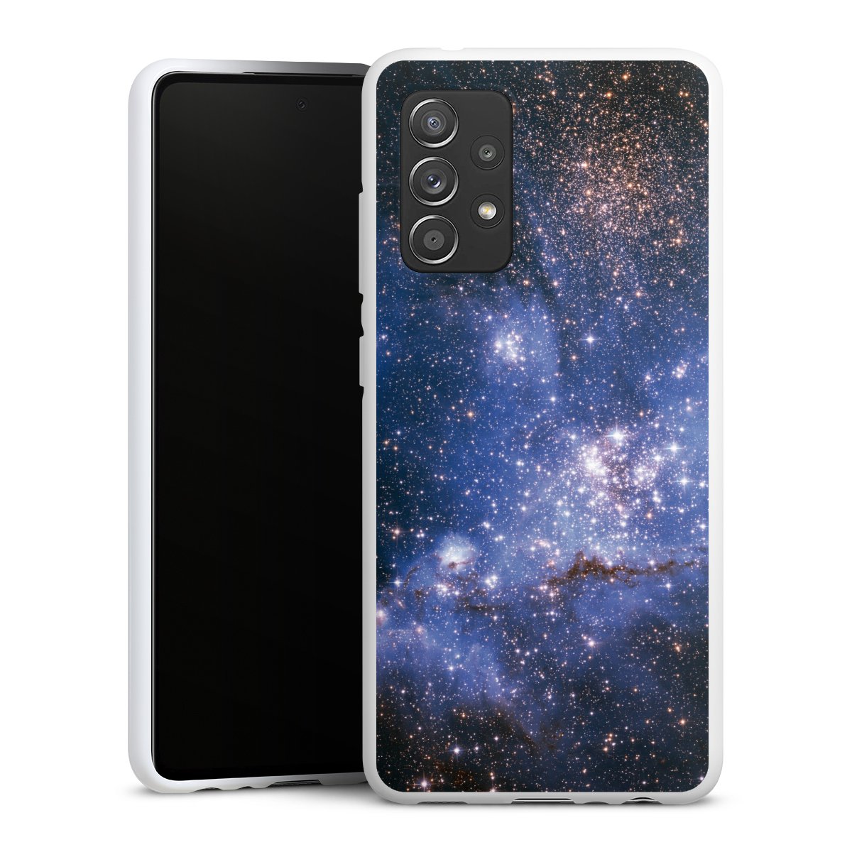 Galaxy A52s 5G Handy Silikon Hülle Case weiß Handyhülle Weltall Galaxy Weltraum Silikon Case