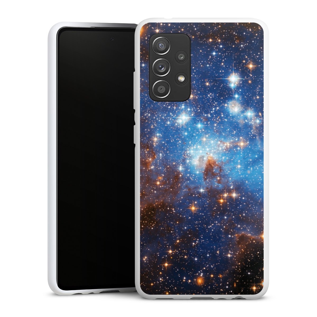 Galaxy A52 5G Handy Silikon Hülle Case weiß Handyhülle Galaxy Weltall Star Silikon Case