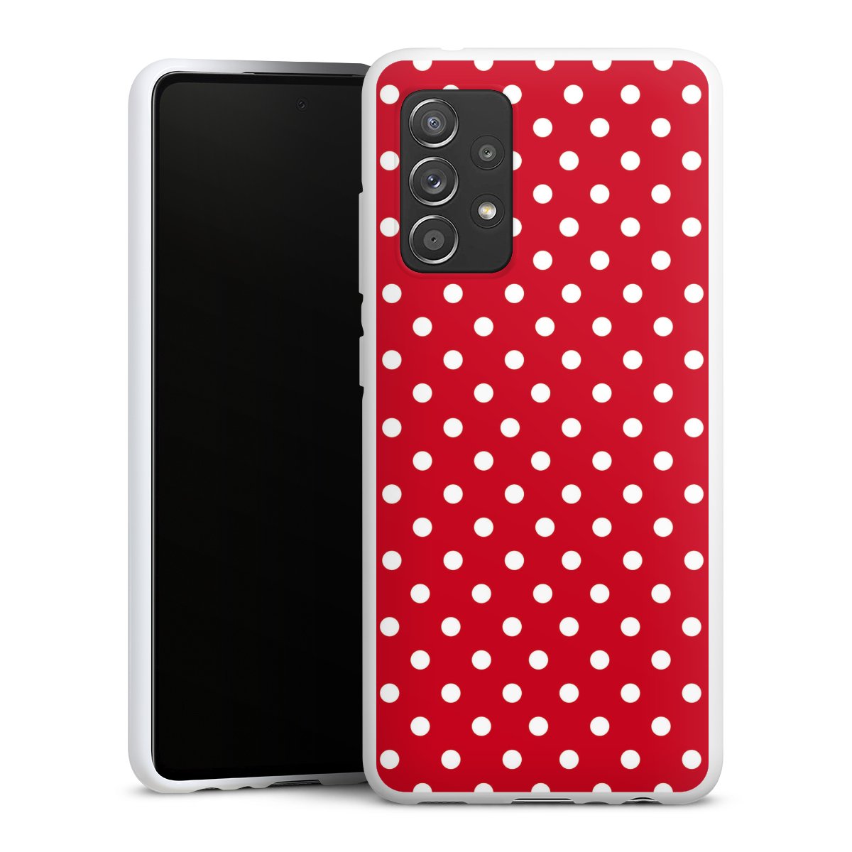 Galaxy A52 5G Handy Silikon Hülle Case weiß Handyhülle Polka Dots Retro Points Silikon Case