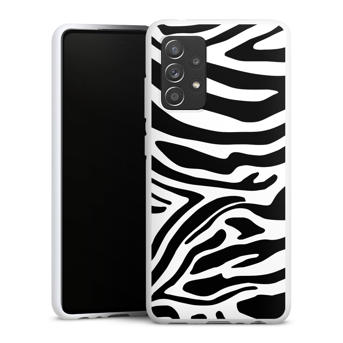 Galaxy A52 5G Handy Silikon Hülle Case weiß Handyhülle Animal Print Zebra Animal Look Silikon Case