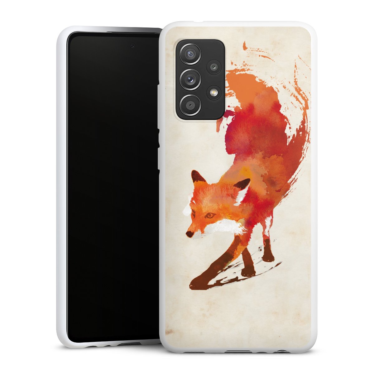 Galaxy A52 5G Handy Silikon Hülle Case weiß Handyhülle Fox Graphic Silikon Case