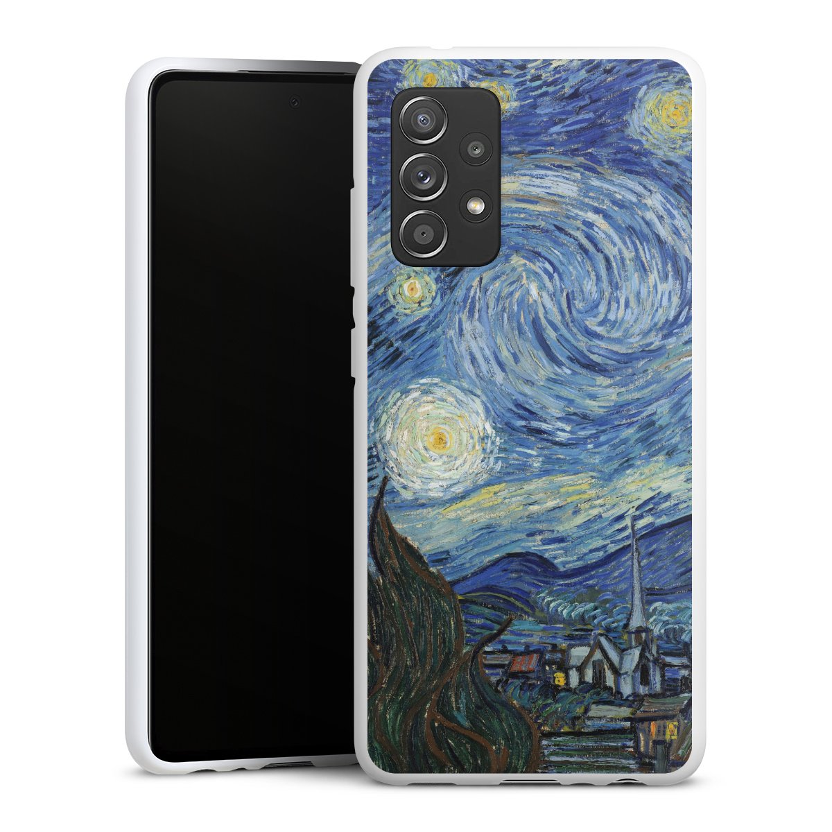 Galaxy A52 5G Handy Silikon Hülle Case weiß Handyhülle Kunst The Starry Night Vincent Van Gogh Silikon Case