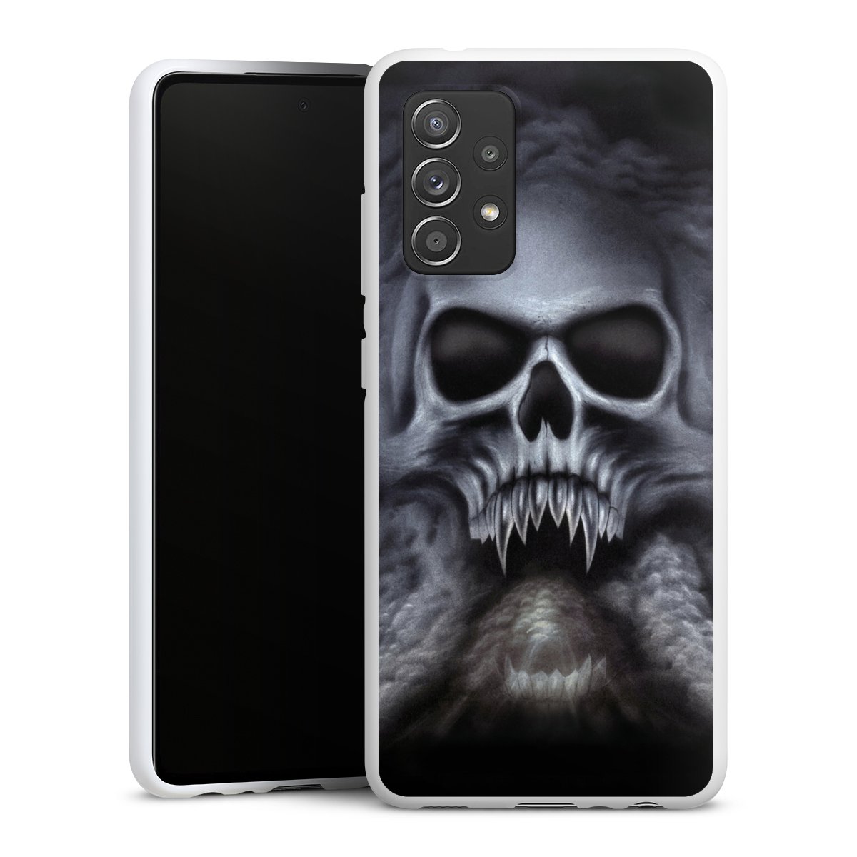 Galaxy A52 5G Handy Silikon Hülle Case weiß Handyhülle Skull Totenkopf Silikon Case