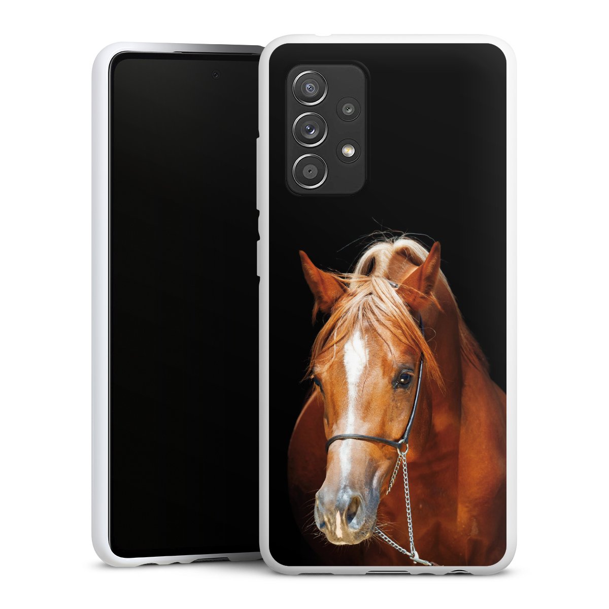 Galaxy A52 5G Handy Silikon Hülle Case weiß Handyhülle Horse Hobby Mare Silikon Case