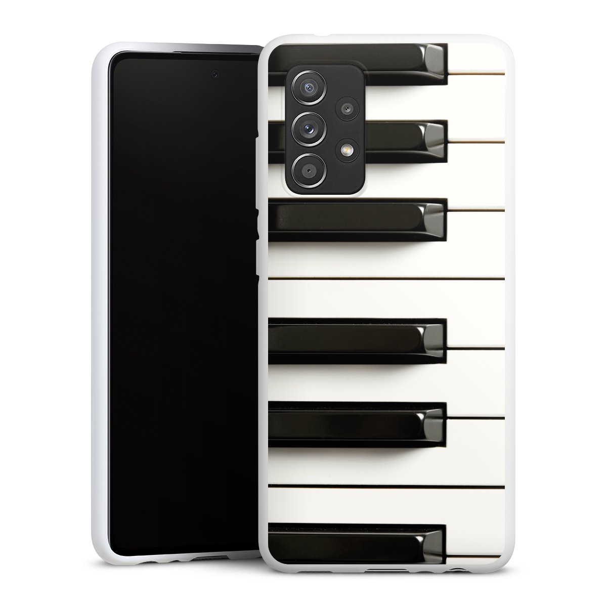 Galaxy A52 5G Handy Silikon Hülle Case weiß Handyhülle Klavier Music Piano Silikon Case