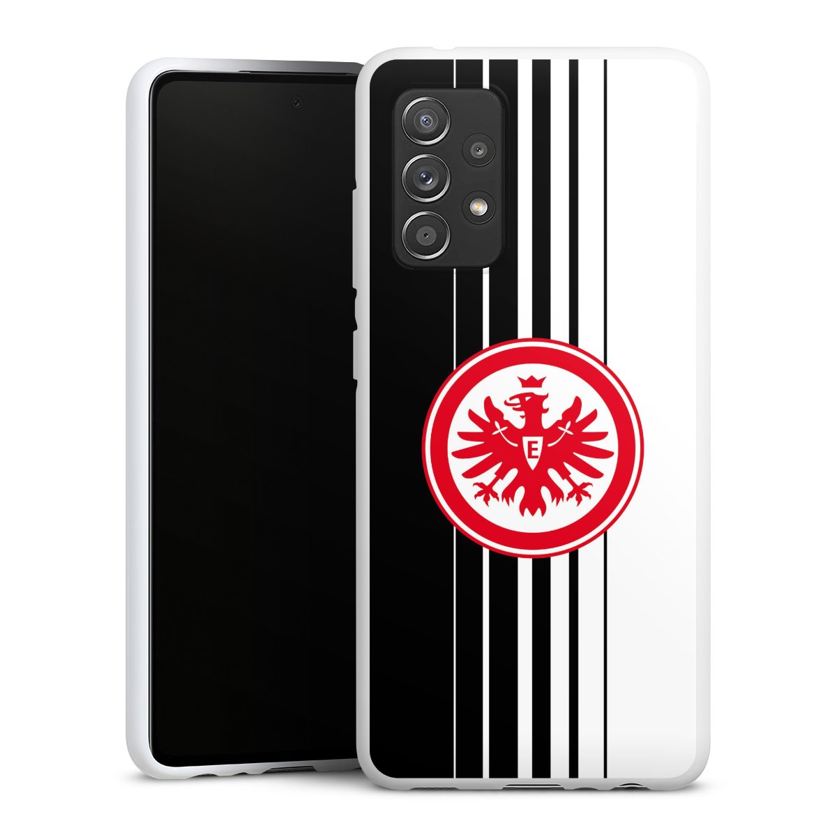 Galaxy A52s 5G Handy Silikon Hülle Case weiß Handyhülle Stripes Eintracht Frankfurt Official Licensed Product Silikon Case