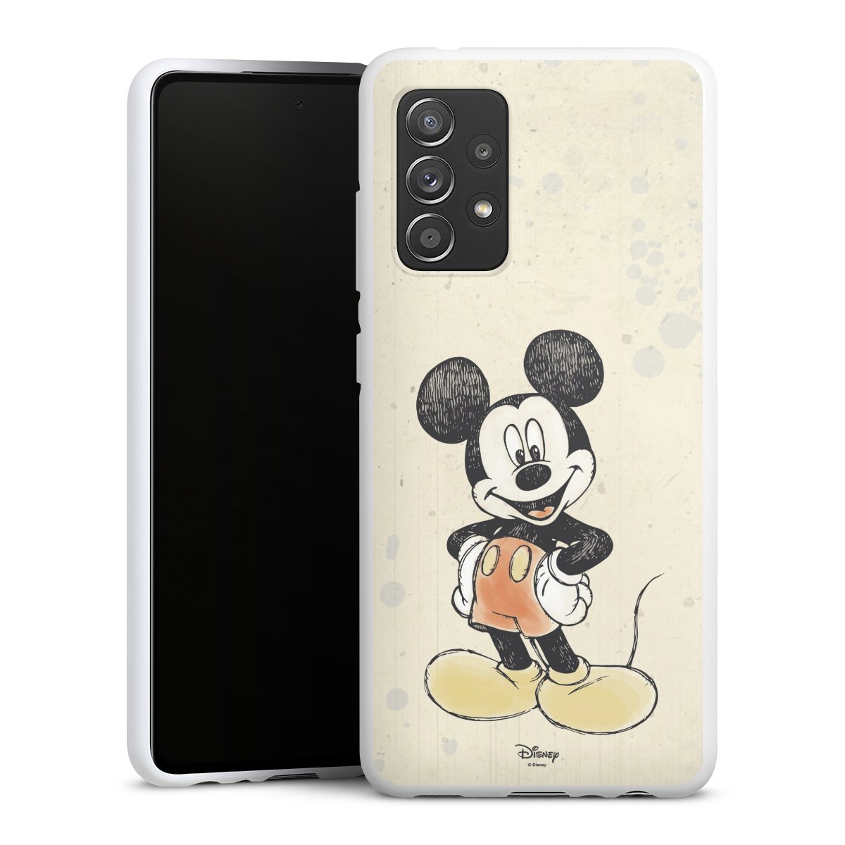 Galaxy A52 5G Handy Silikon Hülle Case weiß Handyhülle Official Licensed Product Water Colour Mickey & Minnie Mouse Silikon Case