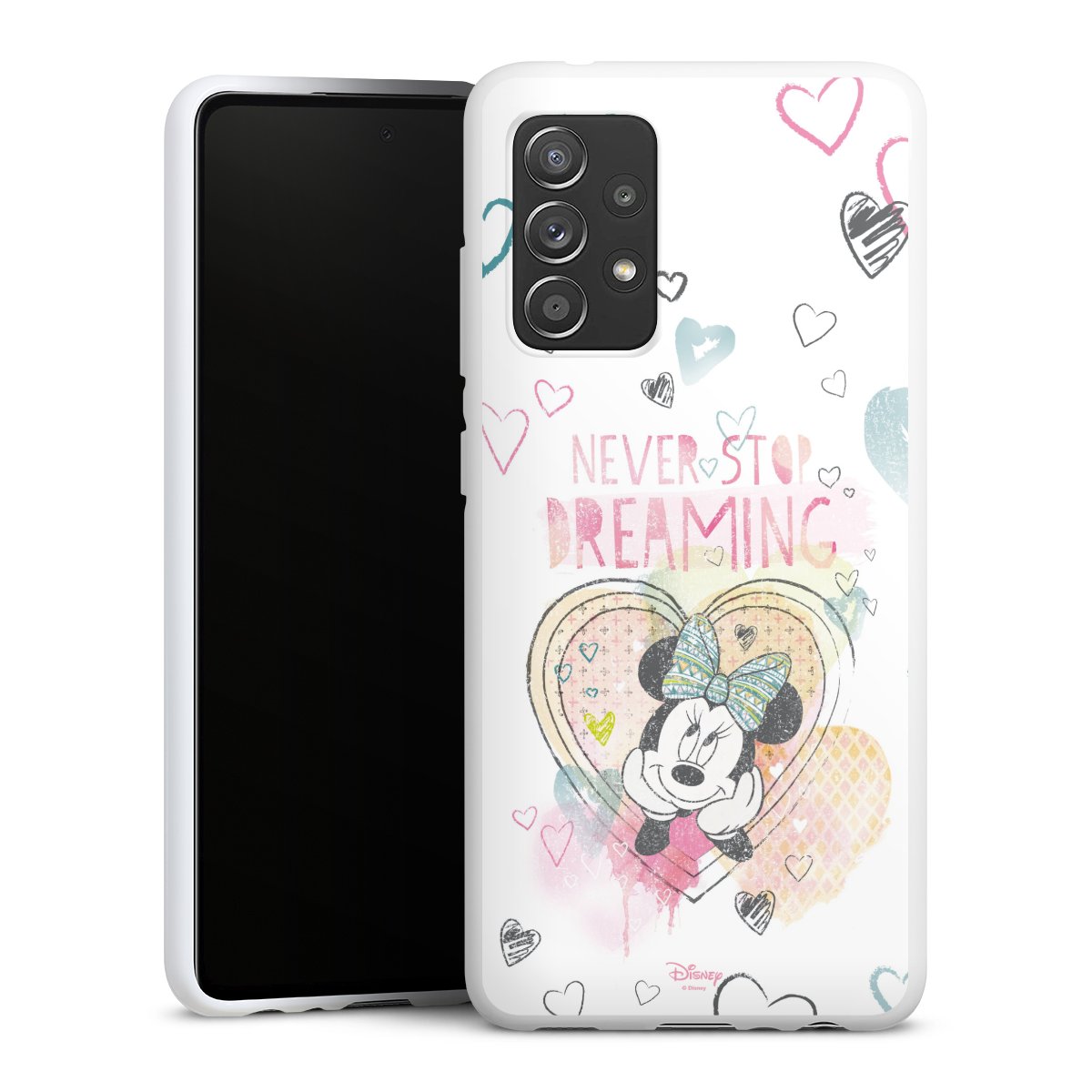 Galaxy A52 5G Handy Silikon Hülle Case weiß Handyhülle Official Licensed Product Disney Minnie Mouse Silikon Case