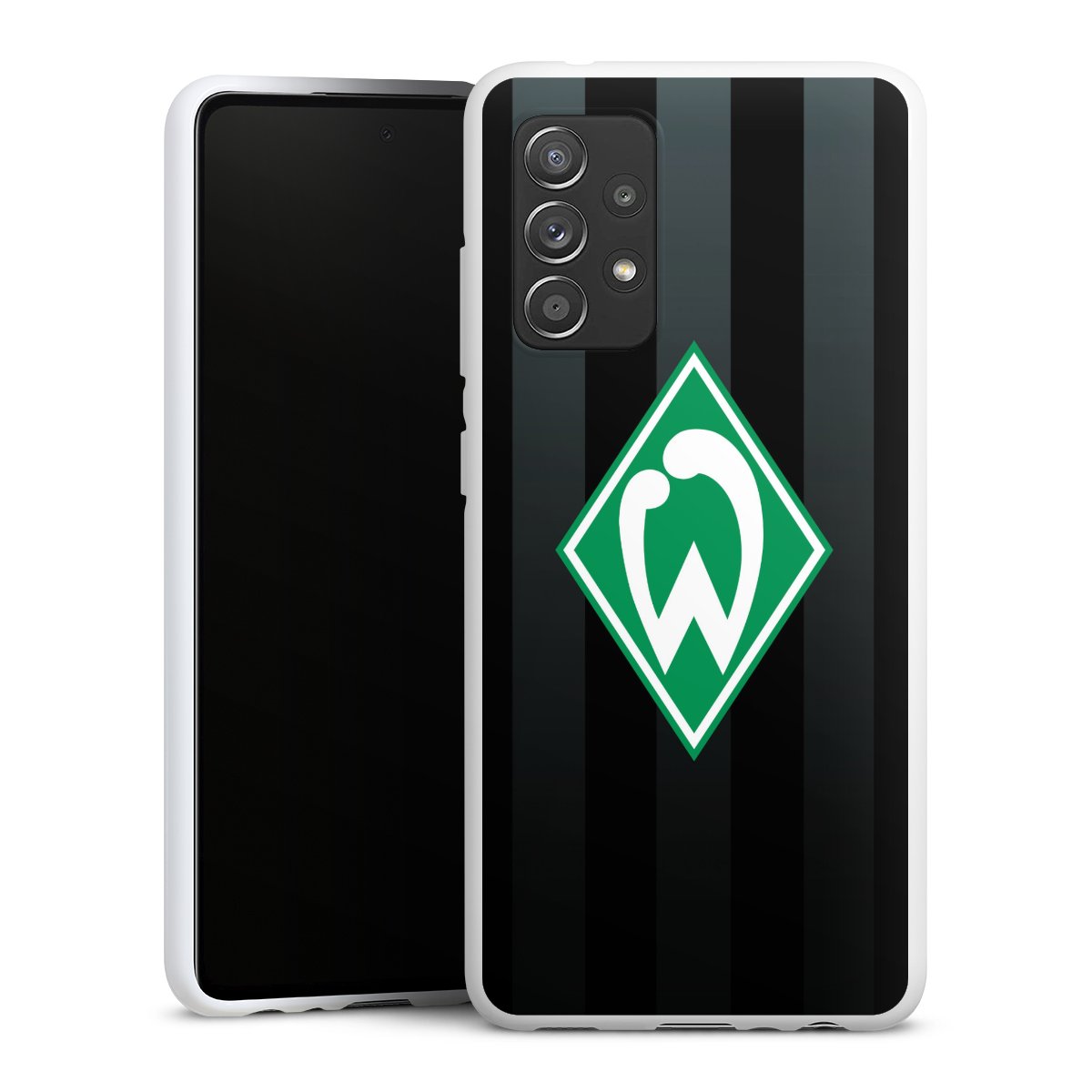 Galaxy A52 5G Handy Silikon Hülle Case weiß Handyhülle Official Licensed Product Sv Werder Bremen Stripes Silikon Case