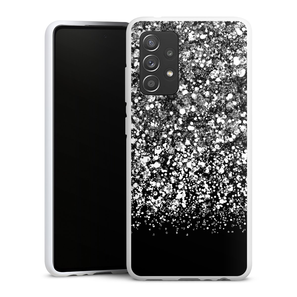 Galaxy A52 5G Handy Silikon Hülle Case weiß Handyhülle Glitzer Snowflake Muster Silikon Case