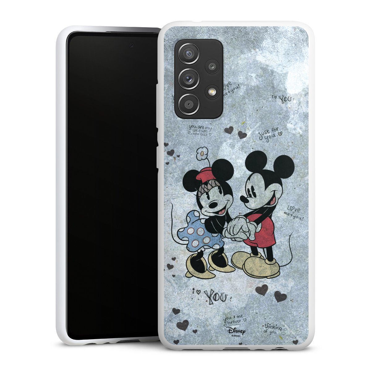 Galaxy A52 5G Handy Silikon Hülle Case weiß Handyhülle Disney Vintage Mickey & Minnie Mouse Silikon Case