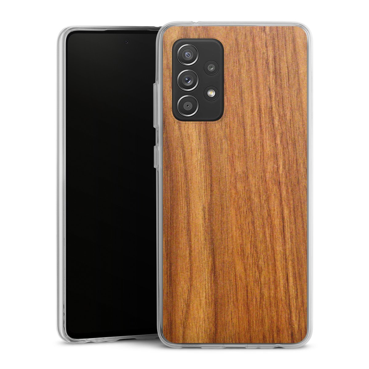 Galaxy A52 Handy Silikon Hülle Case transparent Handyhülle Wood Larch Wooden Look Silikon Case