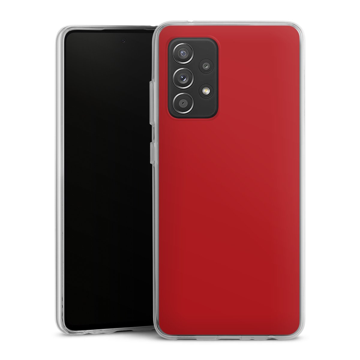 Galaxy A52 Handy Silikon Hülle Case transparent Handyhülle Colour Unicoloured Red Silikon Case