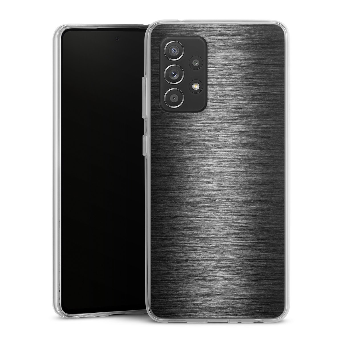 Galaxy A52 Handy Silikon Hülle Case transparent Handyhülle Metallic Look Anthracite Metal Silikon Case