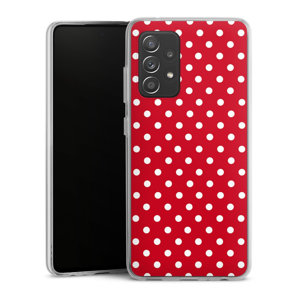 Galaxy A52 Handy Silikon Hülle Case transparent Handyhülle Points Polka Dots Retro Silikon Case