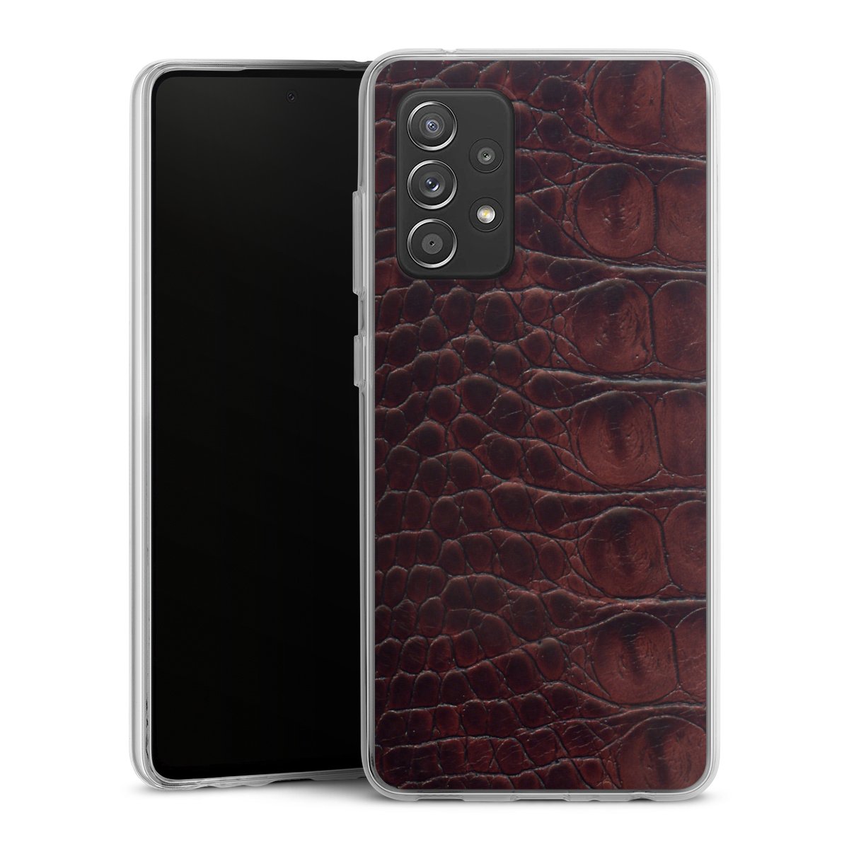 Galaxy A52 Handy Silikon Hülle Case transparent Handyhülle Crocodile Animal Print Leather Silikon Case