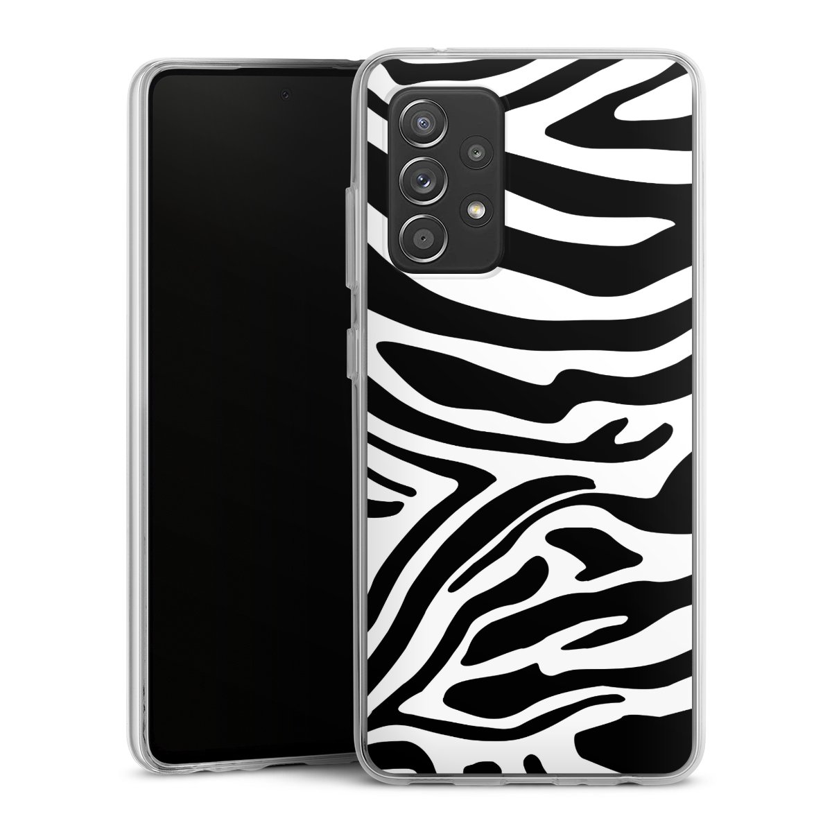 Galaxy A52 Handy Silikon Hülle Case transparent Handyhülle Zebra Animal Look Animal Print Silikon Case