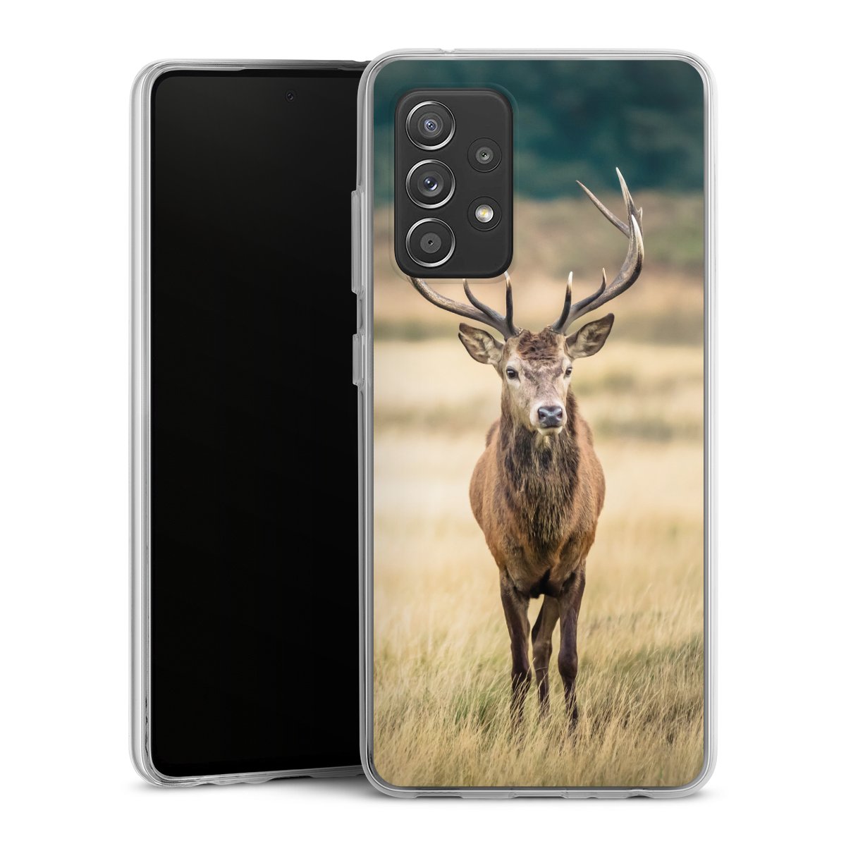 Galaxy A52 Handy Silikon Hülle Case transparent Handyhülle Deer Meadow Forrest Silikon Case