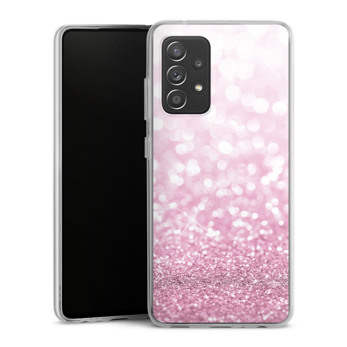 Galaxy A52 Handy Silikon Hülle Case transparent Handyhülle Glitzer Pink Shine Silikon Case