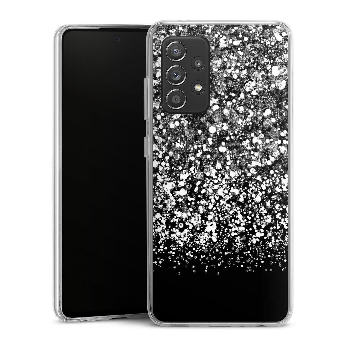 Galaxy A52 Handy Silikon Hülle Case transparent Handyhülle Glitzer Snowflake Muster Silikon Case