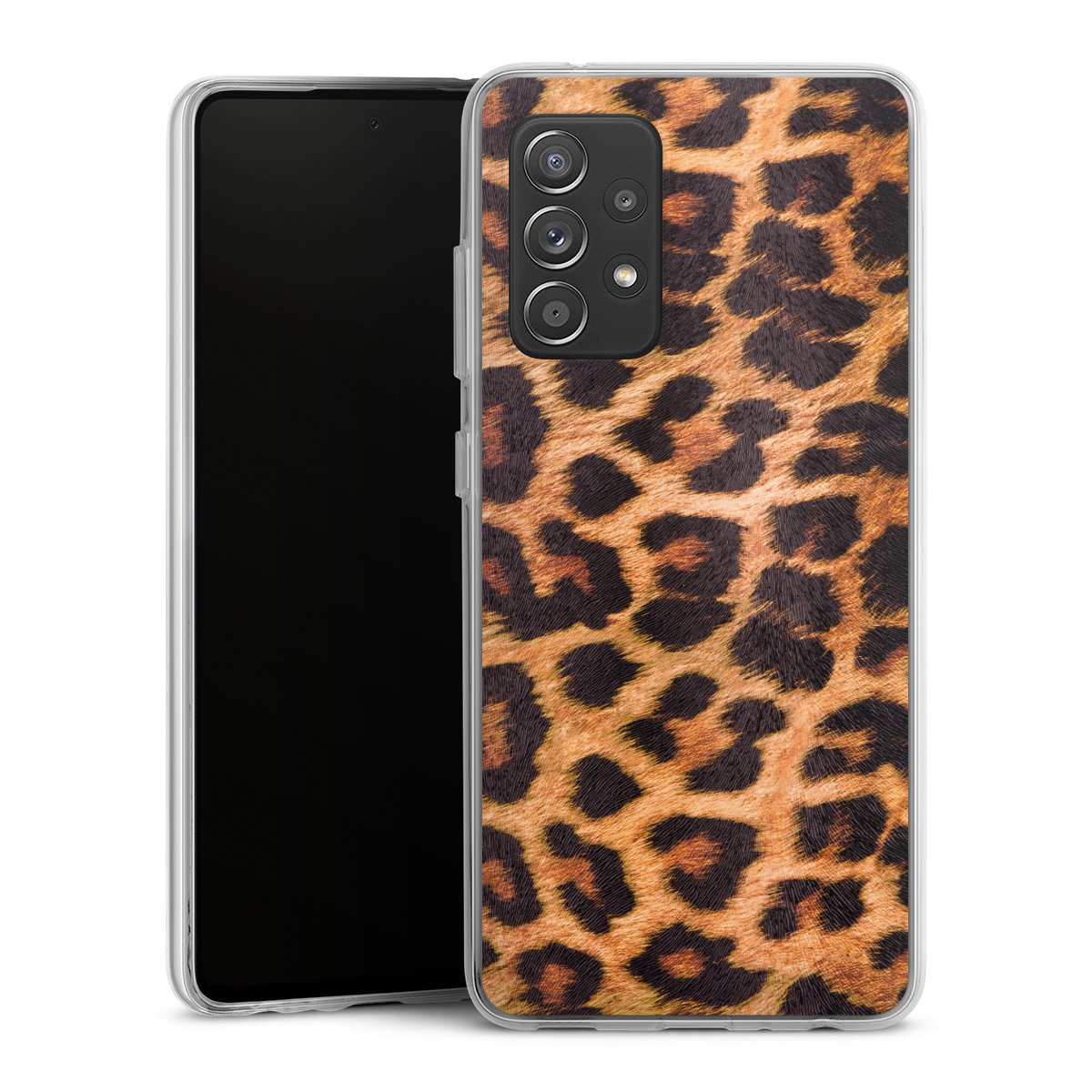 Galaxy A52 5G Handy Silikon Hülle Case transparent Handyhülle Animal Print Leopard Fur Silikon Case