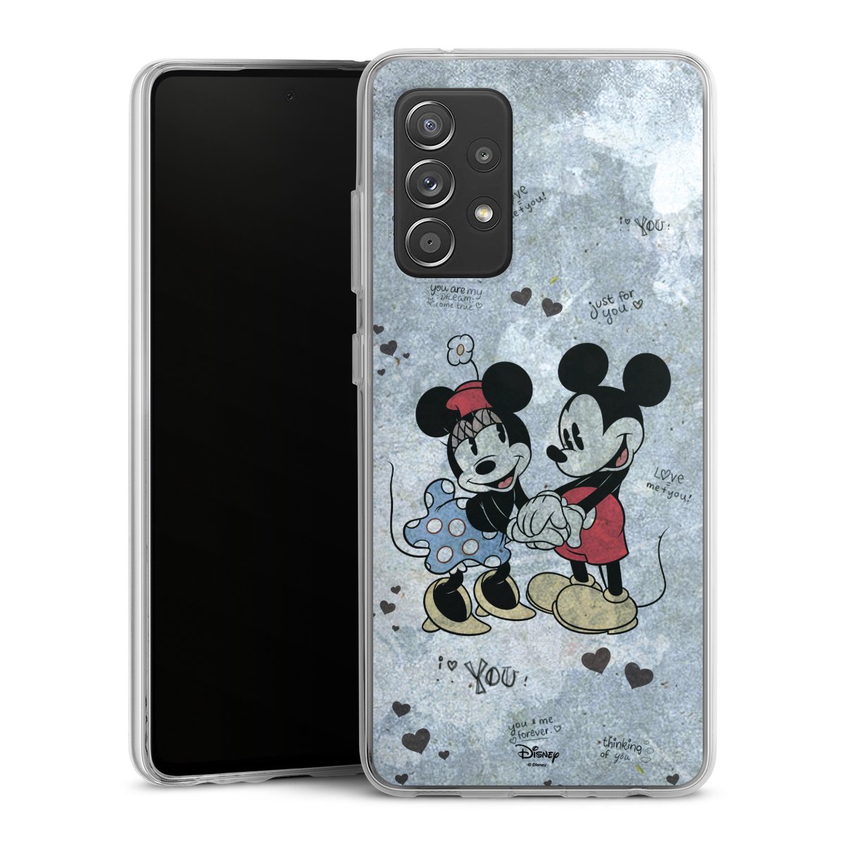 Galaxy A52 Handy Silikon Hülle Case transparent Handyhülle Mickey & Minnie Mouse Vintage Disney Silikon Case