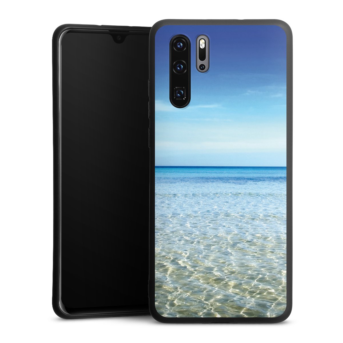 Huawei P30 Pro Handy Premium Silikon Hülle Handyhülle schwarz Case Urlaub Sky Ocean Silikon Premium Case