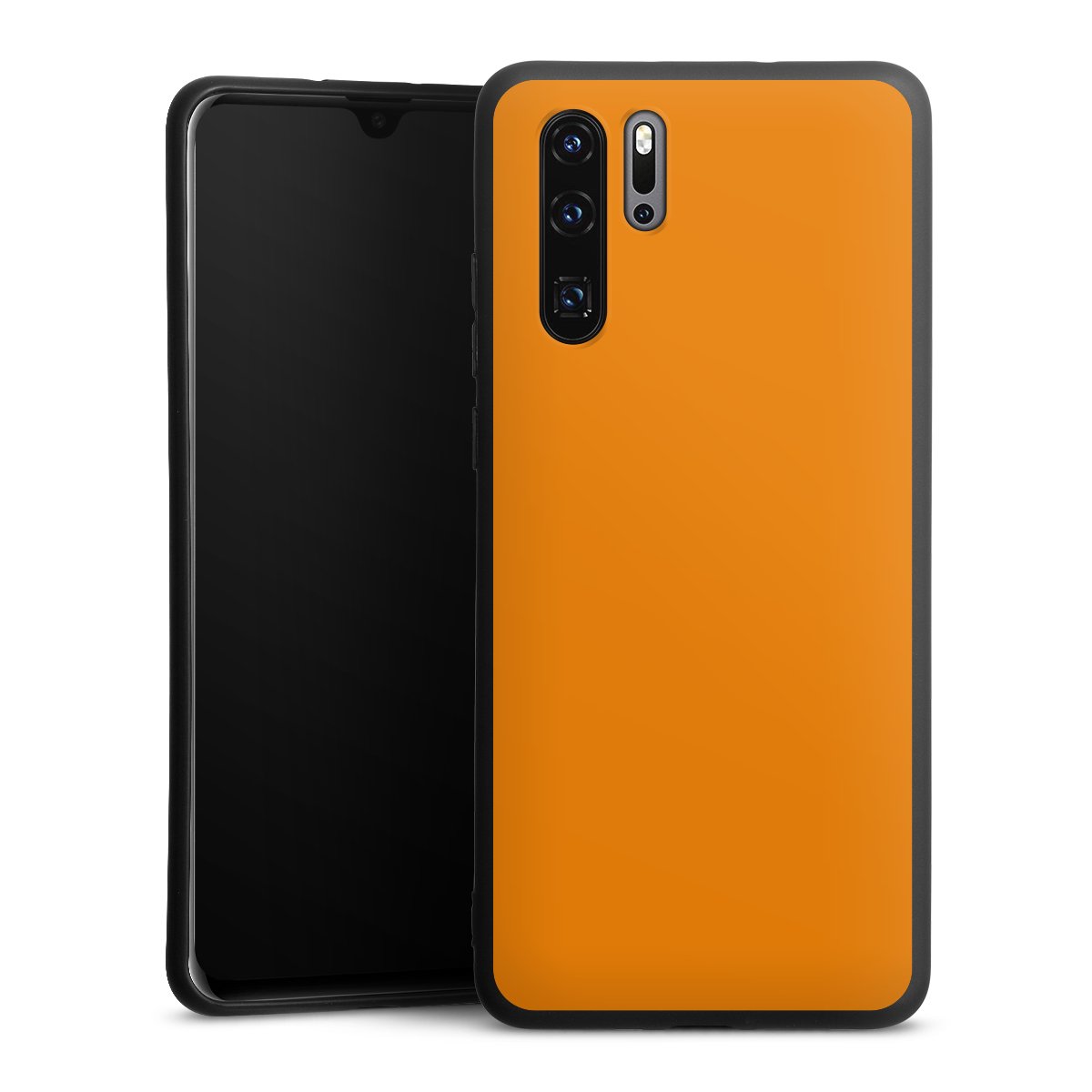 Huawei P30 Pro Handy Premium Silikon Hülle Handyhülle schwarz Case Unicoloured Colour Orange Silikon Premium Case