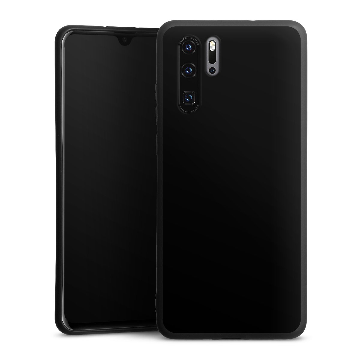 Huawei P30 Pro Handy Premium Silikon Hülle Handyhülle schwarz Case Black Colour Unicoloured Silikon Premium Case